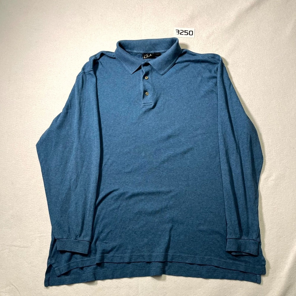 Jos. A. Bank Traveler Collection Polo Shirt Mens 2XL Blue High Low Hem Tennis